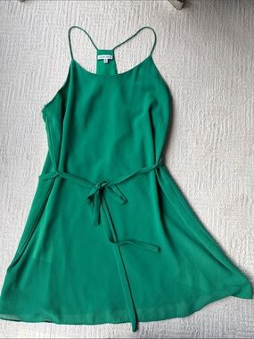 Naked Zebra Emerald Green Slip Dress with Tie Waist